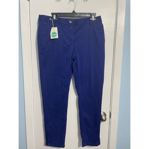 Boden Chino Pants Size 10R Royal Blue Mid Rise Straight Leg Ankle Zip Preppy NWT - Picture 1 of 8